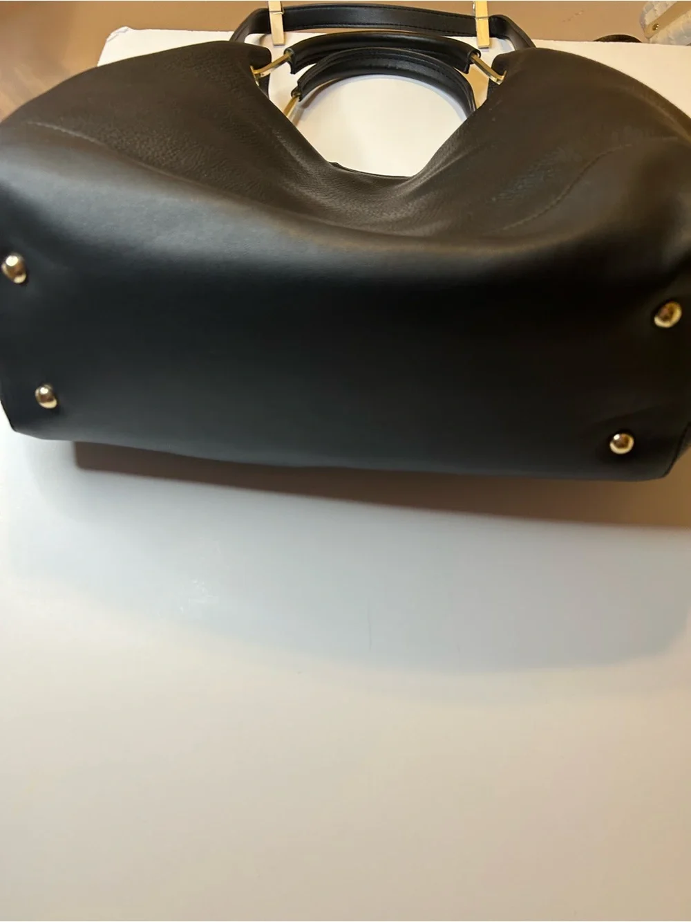 Sondra Roberts Black Pebbled Leather Hobo with Gold Hardware